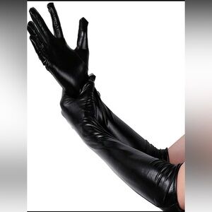 Faux Leather Long Black Gloves NEW 🏷️